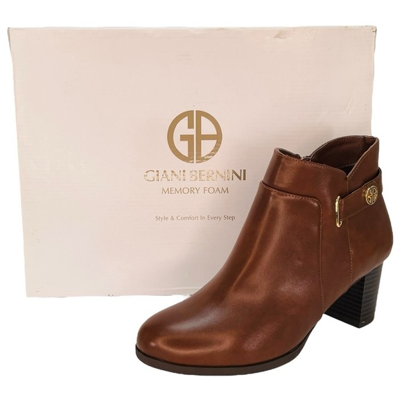Giani Bernini Artemyss Brown Faux Leather Womens Ankle Boots Size 8.5W - Picture 12 of 13